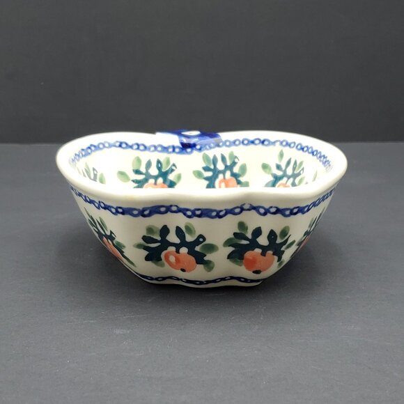 Polish Pottery Manufaktura Apple Dot Bowl Apple Shaped Trinket Dish - Picture 1 of 9